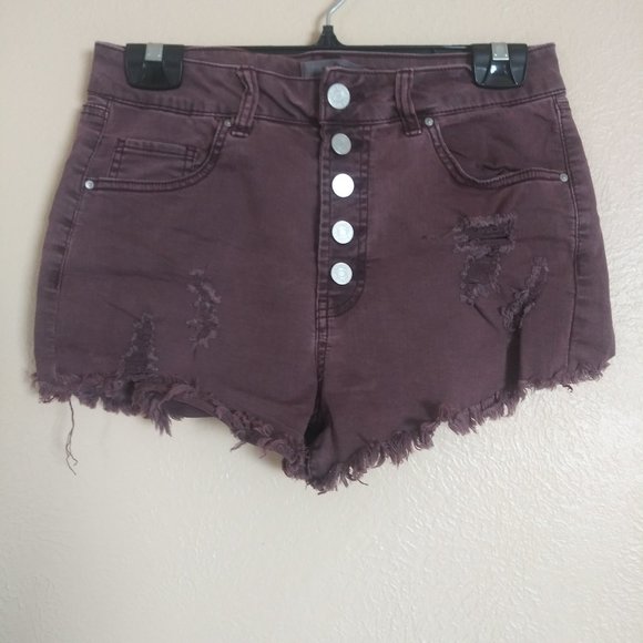 Refuge Faded Purple Distressed Denim Shorts Women's Size 8 - Picture 1 of 5